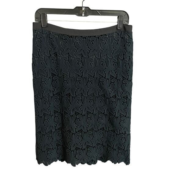 Talbots Dark Navy Lace Straight Fit Knee Skirt Womens Size 4 - Picture 1 of 6